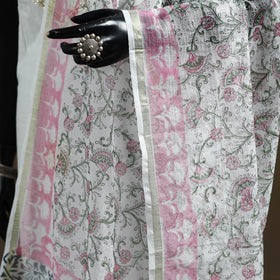 Pink - Sanganeri Hand Block Print Kota Doria Cotton Dupatta 07