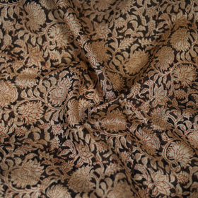 Black - Kalamkari Hand Block Print Natural Dyed Chanderi Silk Scarf  82
