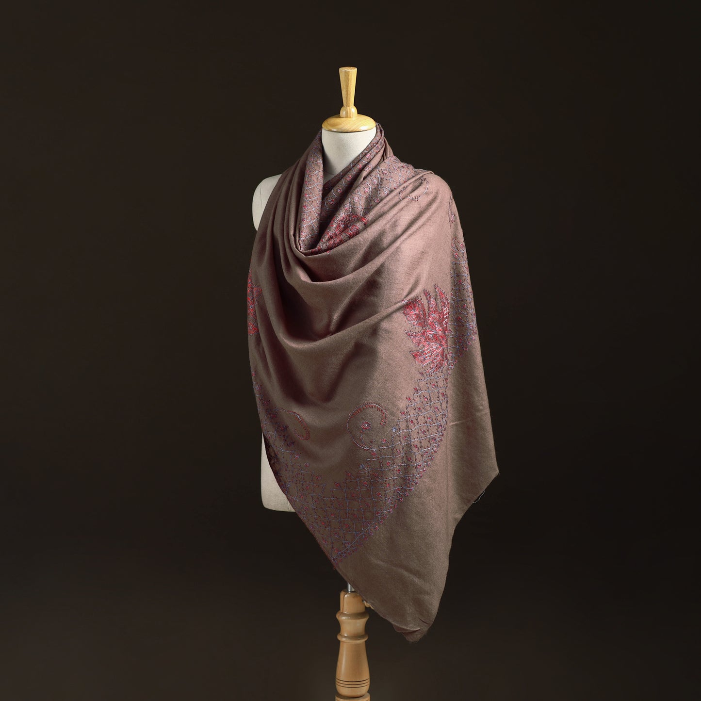 Kashmiri Sozni Heavy Hand Embroidered Pure Handwoven Merino Wool Shawl 18