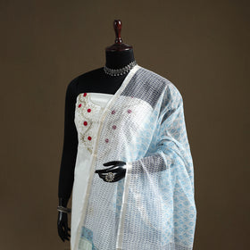 Blue - Sanganeri Hand Block Print Kota Doria Cotton Dupatta 08