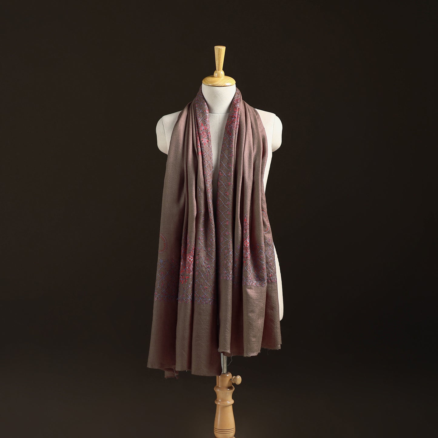Kashmiri Sozni Heavy Hand Embroidered Pure Handwoven Merino Wool Shawl 18