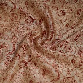 Beige - Kalamkari Hand Block Print Natural Dyed Chanderi Silk Scarf  79