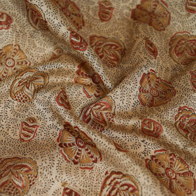 Beige - Kalamkari Hand Block Print Natural Dyed Chanderi Silk Scarf  76