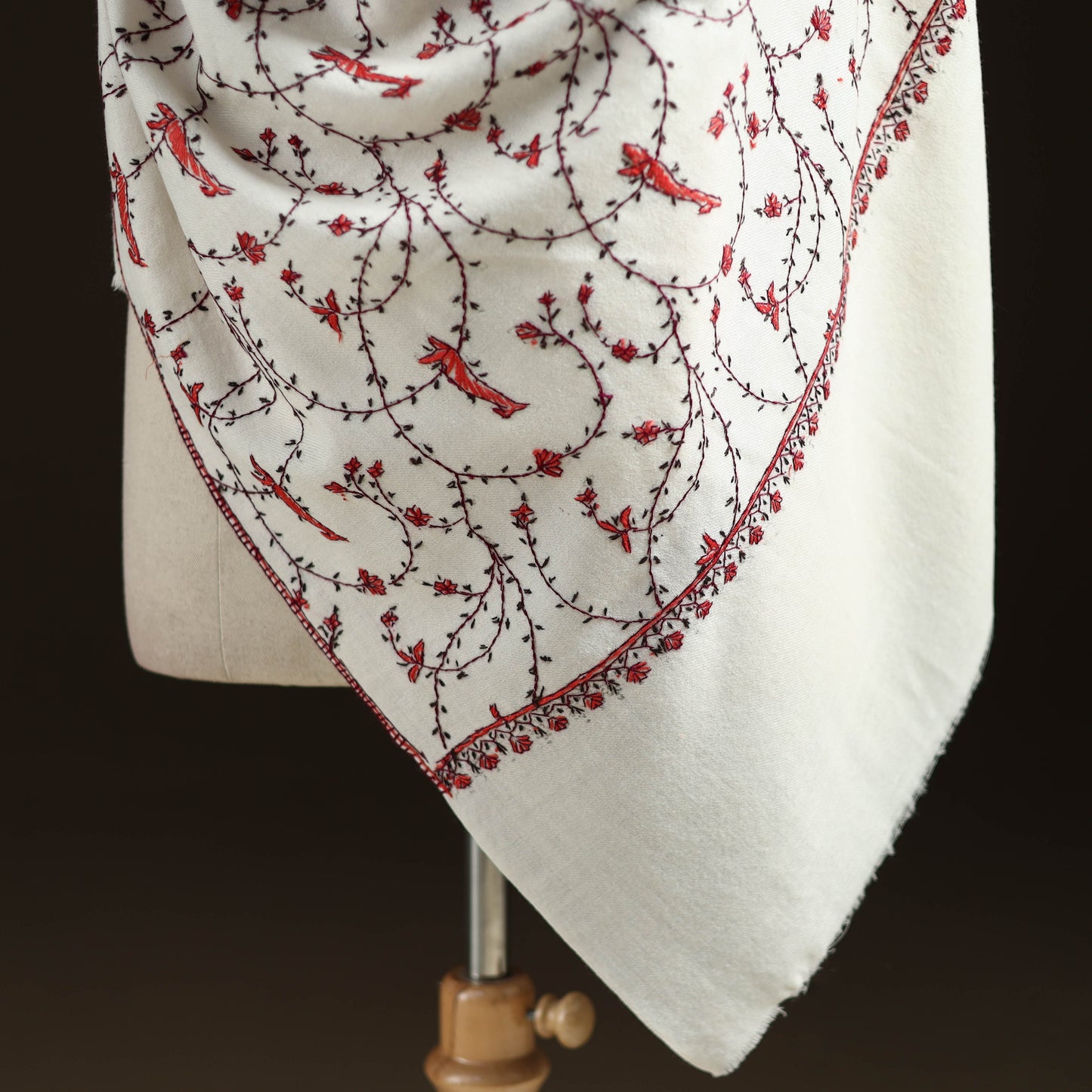 Kashmiri Sozni Heavy Hand Embroidered Pure Handwoven Merino Wool Shawl 19