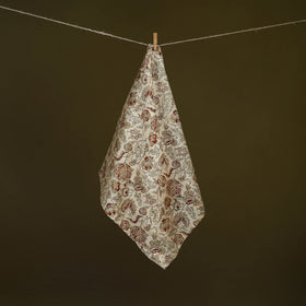 Beige - Kalamkari Hand Block Print Natural Dyed Chanderi Silk Scarf  75