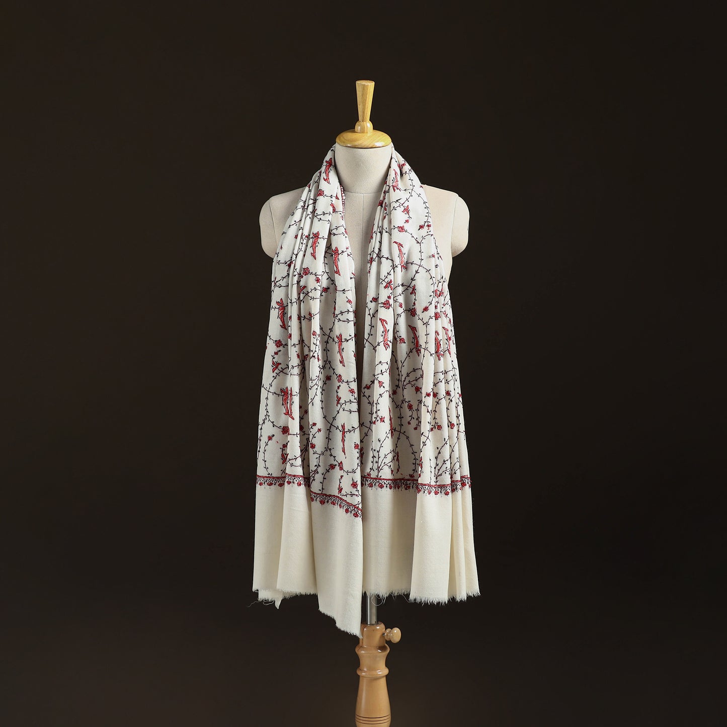 Kashmiri Sozni Heavy Hand Embroidered Pure Handwoven Merino Wool Shawl 19