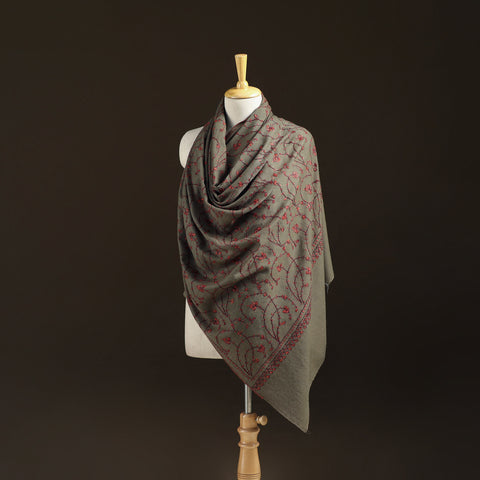 Kashmiri Sozni Heavy Hand Embroidered Pure Handwoven Merino Wool Shawl 20