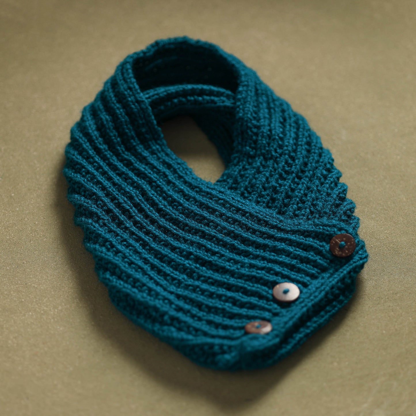 Blue - kumaun hand knitted woollen button cowl 26