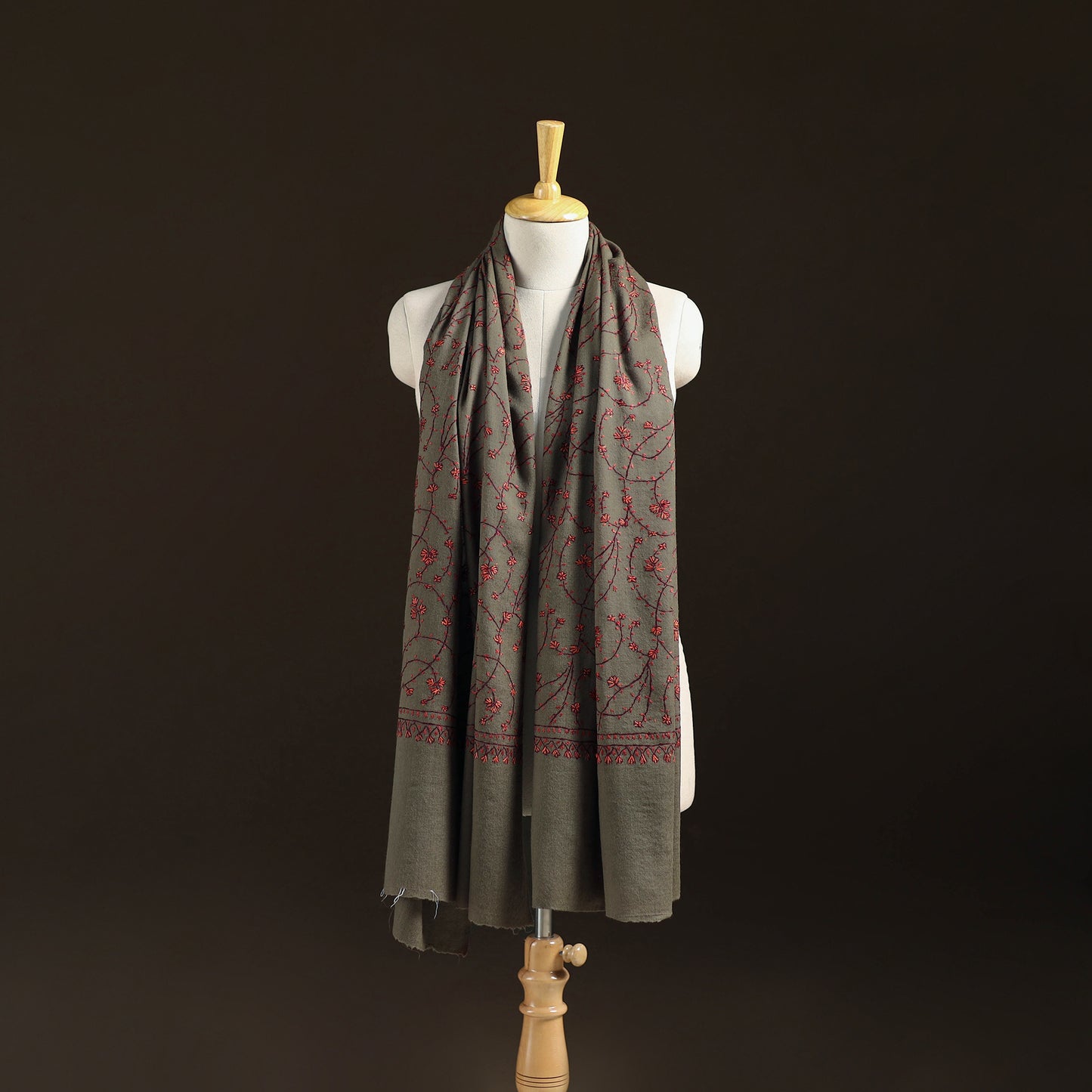 Kashmiri Sozni Heavy Hand Embroidered Pure Handwoven Merino Wool Shawl 20