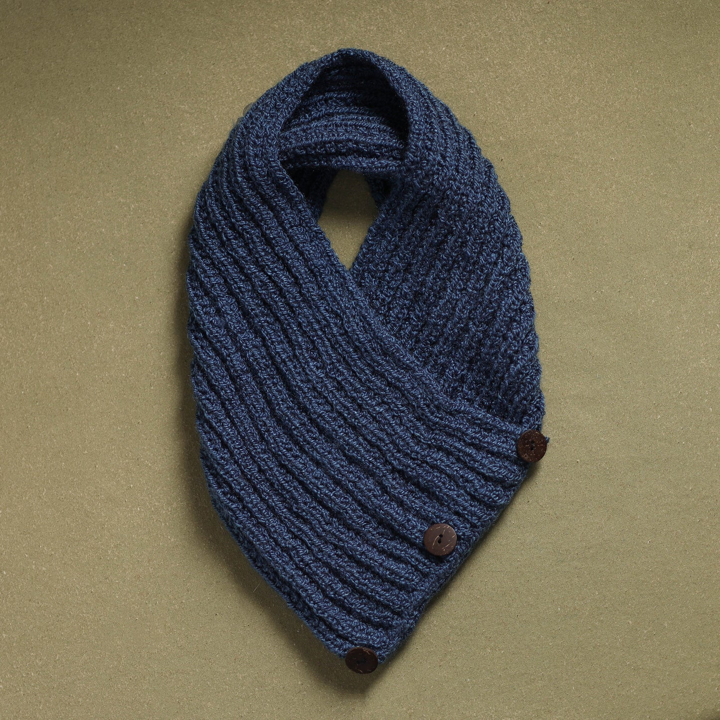 Blue - kumaun hand knitted woollen button cowl 34