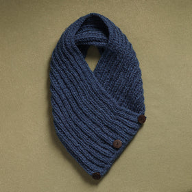 Blue - kumaun hand knitted woollen button cowl 34
