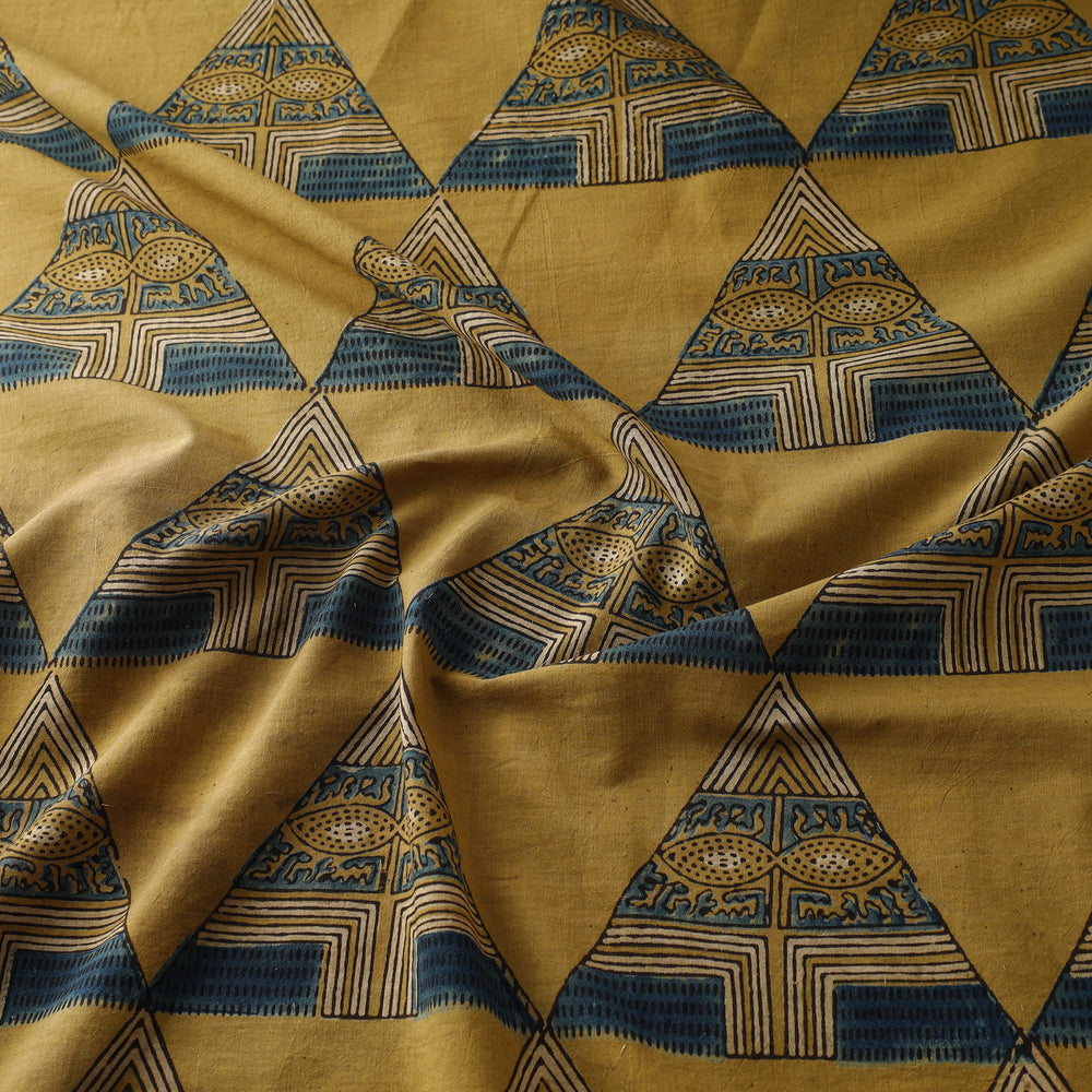 Yellow - Pure Cotton Ajrakh Print Fabric 06