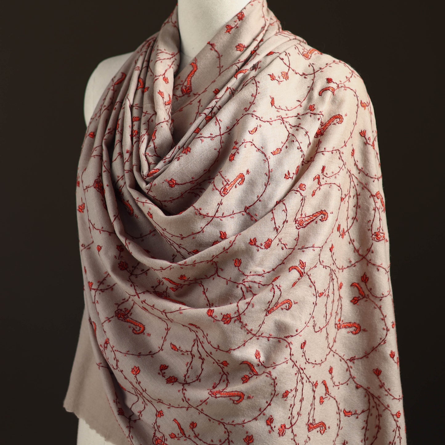 Kashmiri Sozni Heavy Hand Embroidered Pure Handwoven Merino Wool Shawl 22