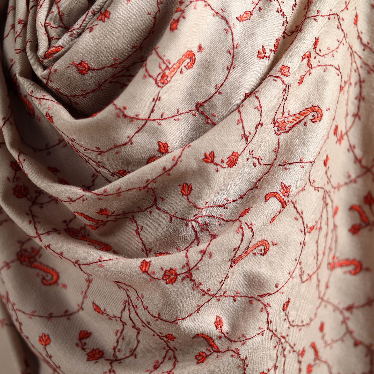 Kashmiri Sozni Heavy Hand Embroidered Pure Handwoven Merino Wool Shawl 22