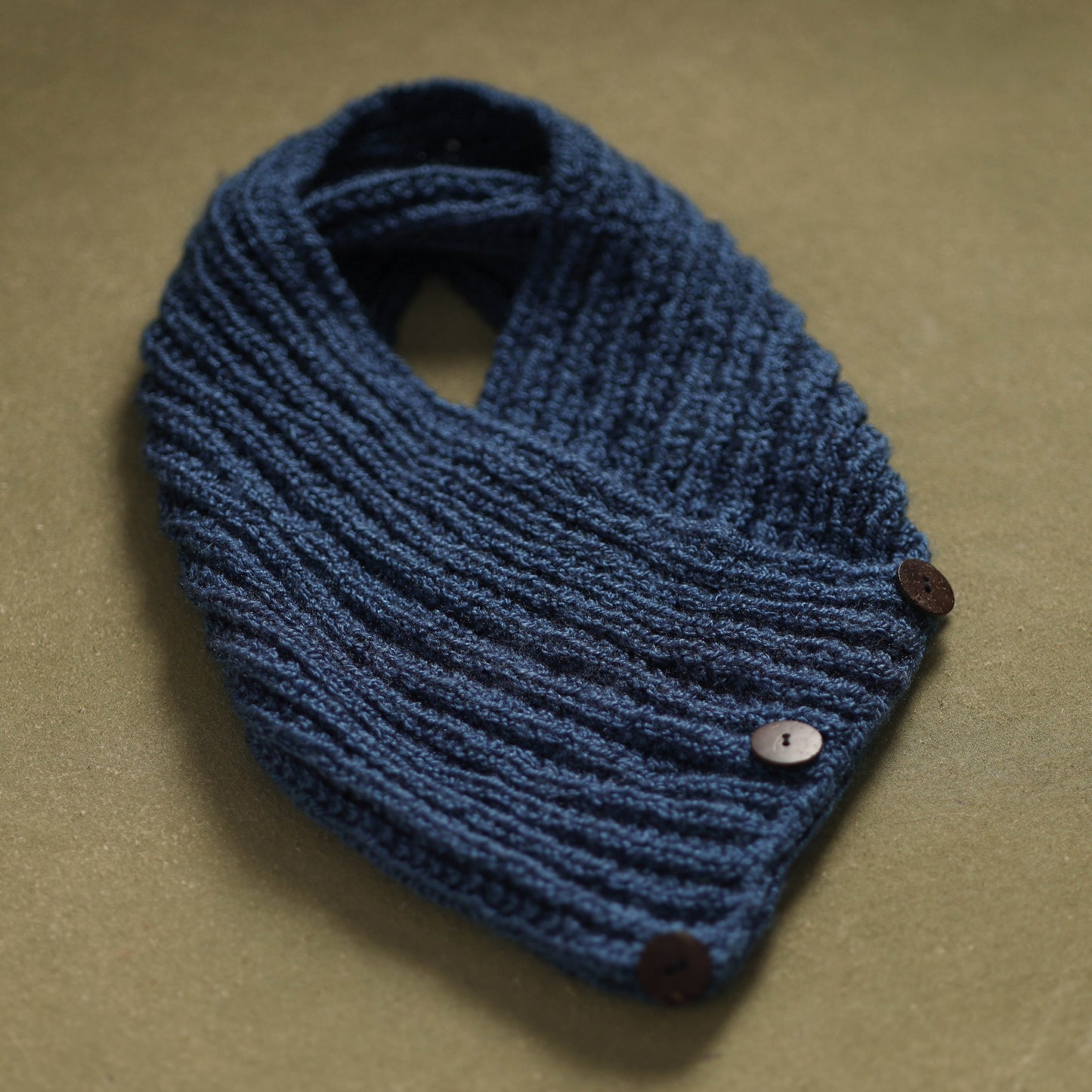 Blue - kumaun hand knitted woollen button cowl 34