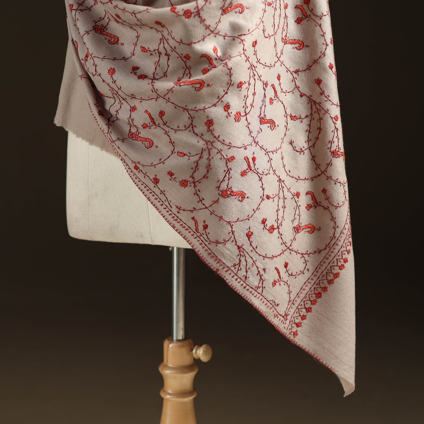 Kashmiri Sozni Heavy Hand Embroidered Pure Handwoven Merino Wool Shawl 22