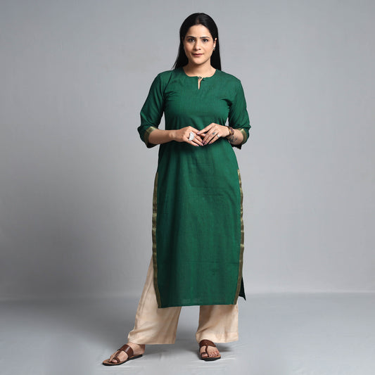 Green Dharwad Cotton Long Kurta