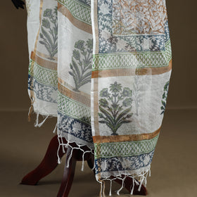 Brown - Sanganeri Hand Block Print Kota Doria Cotton Dupatta 15