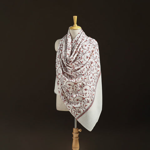Kashmiri Sozni Heavy Hand Embroidered Pure Handwoven Merino Wool Shawl 23