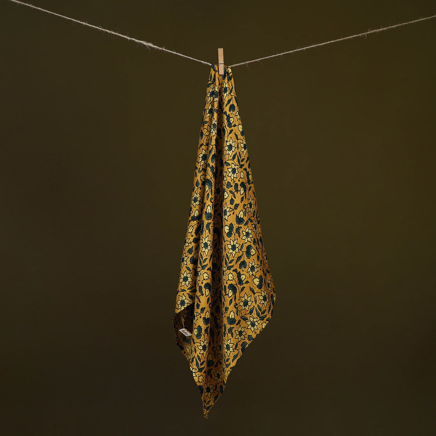 Yellow - Ajrakh Hand Block Print Natural Dyed Modal Silk Scarf 65