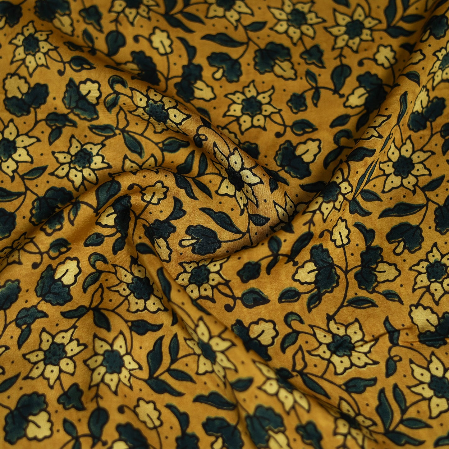 Yellow - Ajrakh Hand Block Print Natural Dyed Modal Silk Scarf 65