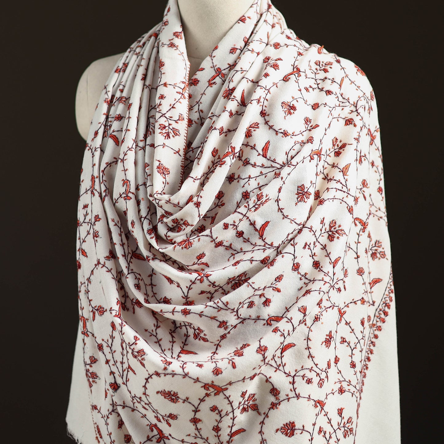 Kashmiri Sozni Heavy Hand Embroidered Pure Handwoven Merino Wool Shawl 23