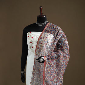 Red - Sanganeri Hand Block Print Kota Doria Cotton Dupatta 16