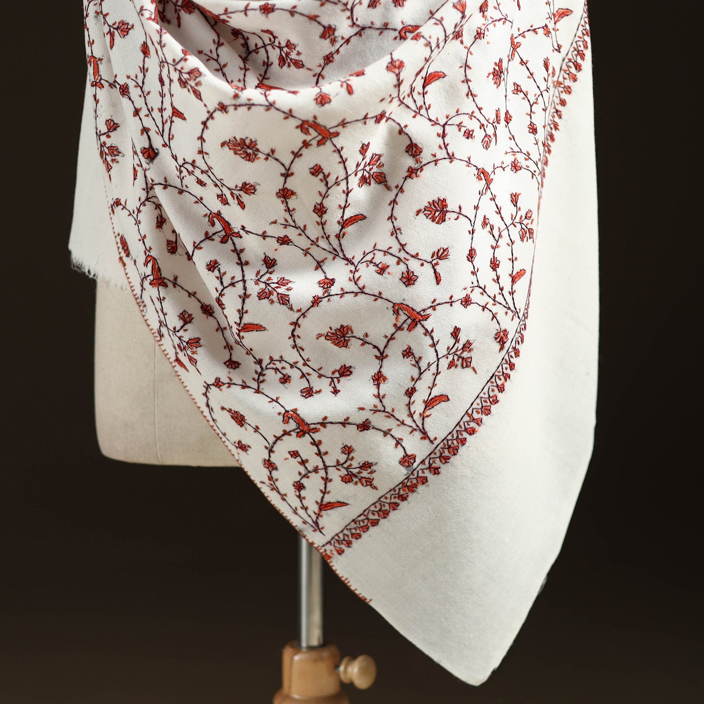 Kashmiri Sozni Heavy Hand Embroidered Pure Handwoven Merino Wool Shawl 23