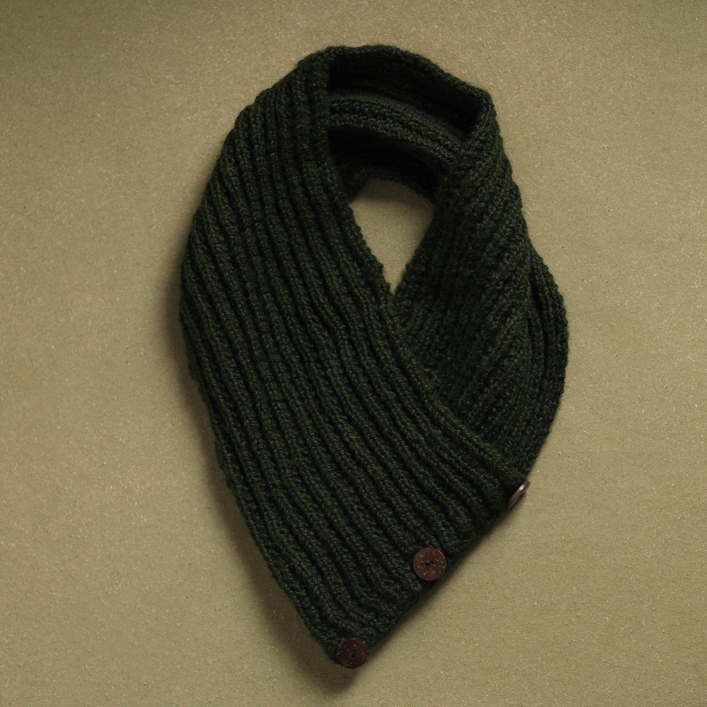 Green - kumaun hand knitted woollen button cowl 38