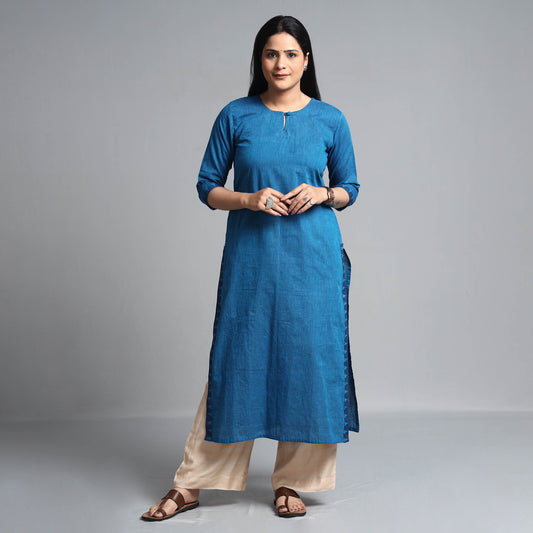 Blue Dharwad Cotton Long Kurta