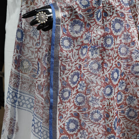 Red - Sanganeri Hand Block Print Kota Doria Cotton Dupatta 17