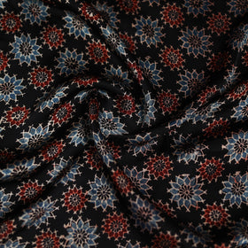 Black - Ajrakh Hand Block Print Natural Dyed Modal Silk Scarf 62