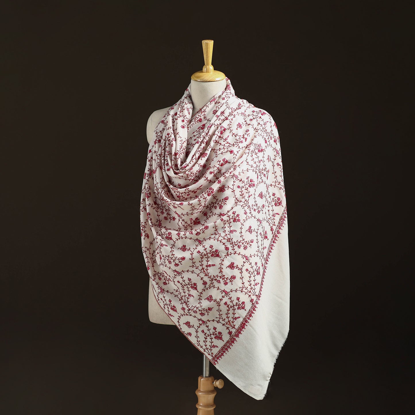 Kashmiri Sozni Heavy Hand Embroidered Pure Handwoven Merino Wool Shawl 26