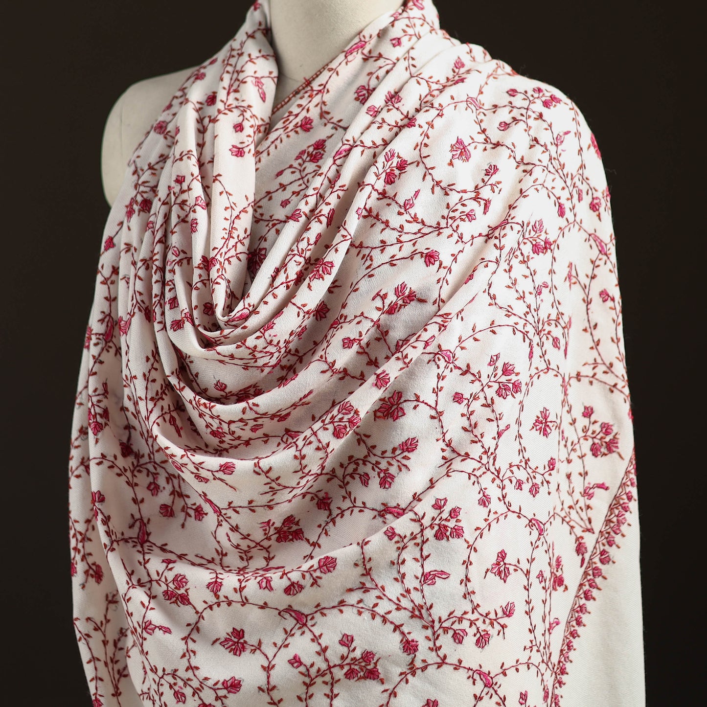 Kashmiri Sozni Heavy Hand Embroidered Pure Handwoven Merino Wool Shawl 26
