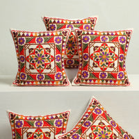 Multicolor - Aari Hand Embroidery Cushion Cover (Set of 5) 02