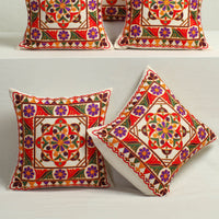 Multicolor - Aari Hand Embroidery Cushion Cover (Set of 5) 02