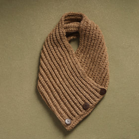 Beige - kumaun hand knitted woollen button cowl 32