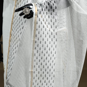 White - Sanganeri Hand Block Print Kota Doria Cotton Dupatta 18