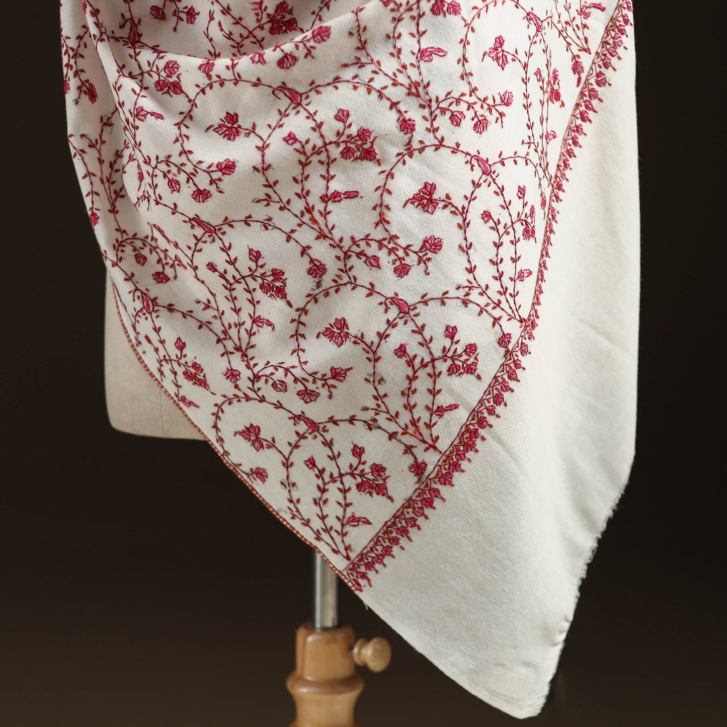 Kashmiri Sozni Heavy Hand Embroidered Pure Handwoven Merino Wool Shawl 26