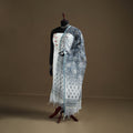 Blue - Sanganeri Hand Block Print Kota Doria Cotton Dupatta 19
