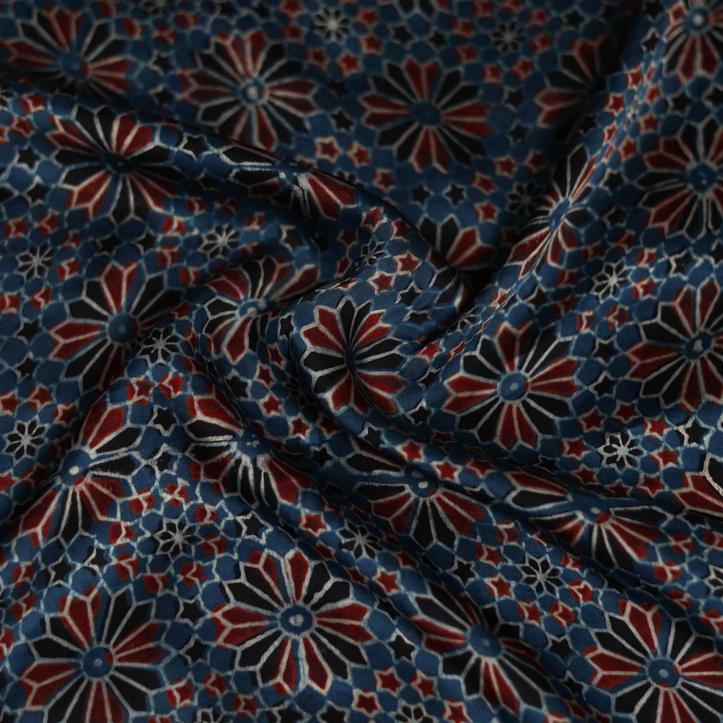 Ajrakh Hand Block Print Natural Dyed Modal Silk Scarf 59