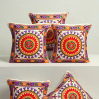 Multicolor - Aari Hand Embroidery Cushion Cover (Set of 5) 03