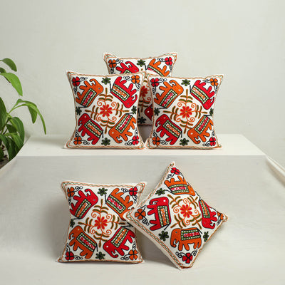 Multicolor - Aari Hand Embroidery Cushion Cover (Set of 5) 04