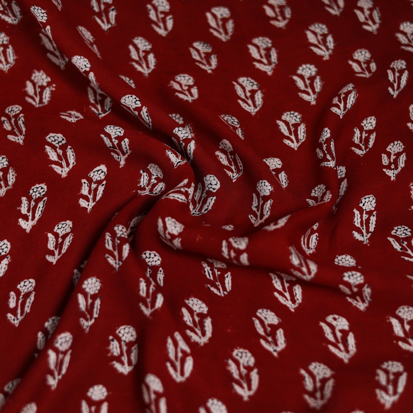 Red - Bagh Hand Block Print Modal Silk Scarf 56