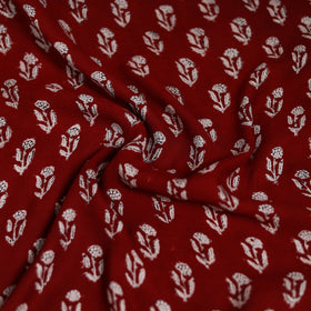 Red - Bagh Hand Block Print Modal Silk Scarf 56