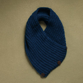 Blue - kumaun hand knitted woollen button cowl 30