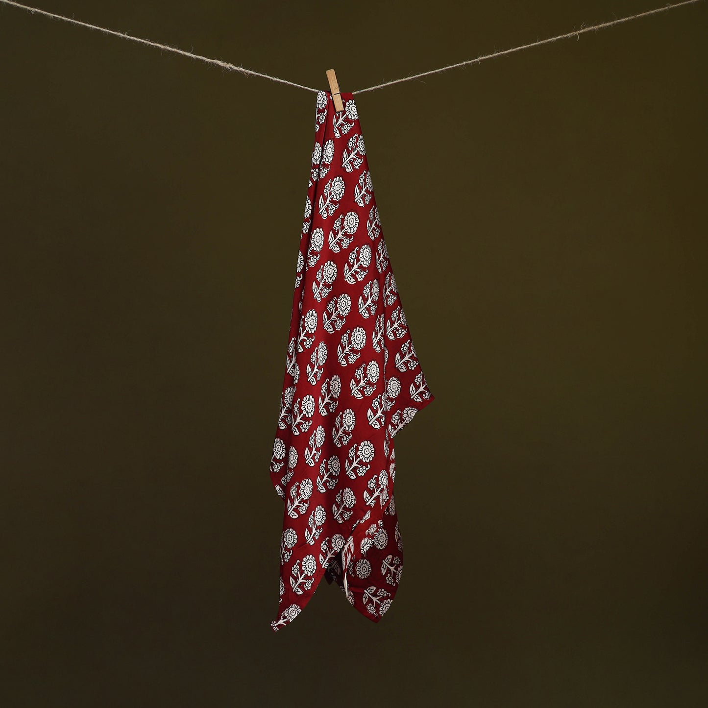 Red - Bagh Hand Block Print Modal Silk Scarf 55