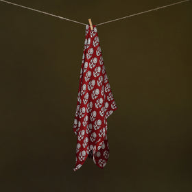 Red - Bagh Hand Block Print Modal Silk Scarf 55