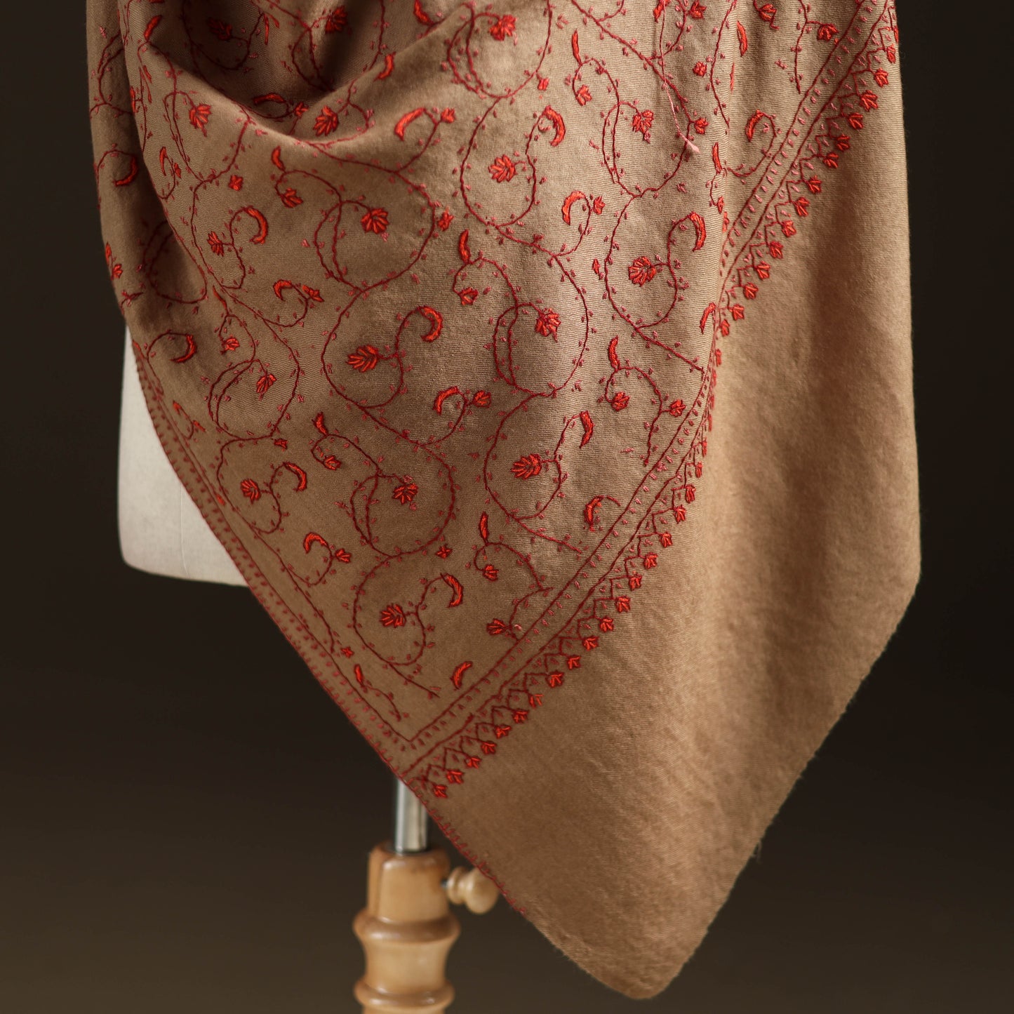 Kashmiri Sozni Heavy Hand Embroidered Pure Handwoven Merino Wool Shawl 24