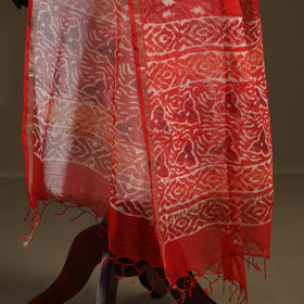 Red - Hand Block Batik Print Kota Doria Cotton Dupatta 21